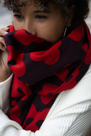 MARIGOLD Scarf - Red and Burgundy Flowers