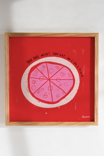 LISANOSAURUS Mini Square Poster - Pizza