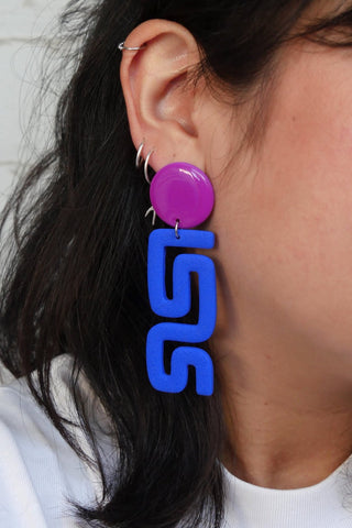 CROCODILE AGILE Doris Earrings - Zig Zag Blue and Fushia