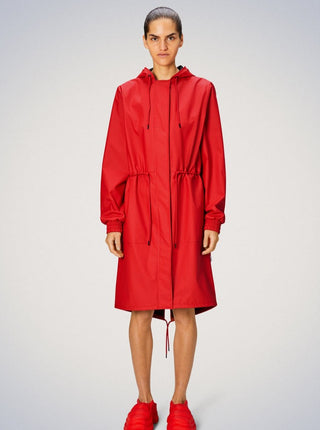 RAINS Long Waterproof Jacket - Red