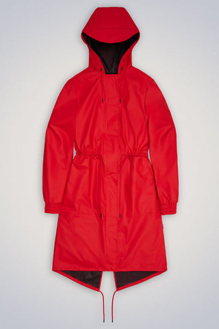 RAINS Long Waterproof Jacket - Red