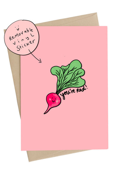 LITTLE MAY PAPERY Carte de Souhait Autocollant - You're Rad