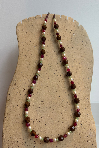 CASA YAYA Collier Victoria - Rose Vert et Marron