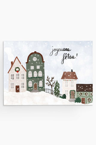 MIMI & AUGUST Carte de Noël Petit Village Enneigé