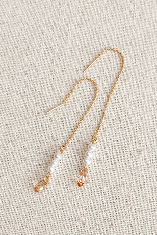GRACIE ROSE Boucles d'Oreilles Longues Perles et Cristaux