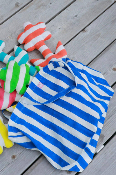KATE AUSTIN Striped Market Bag - Blue and White Cabana