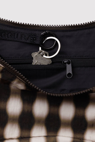 BAGGU Sac Moyen Crescent Nylon - Blurred Gingham Brown