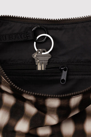 BAGGU Sac Large Crescent Nylon - Blurred Gingham Brown