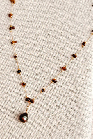 GRACIE ROSE Collier Oeil-de-tigre et Perle Baroque