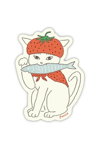 FOONIE Autocollant Chat Fraise