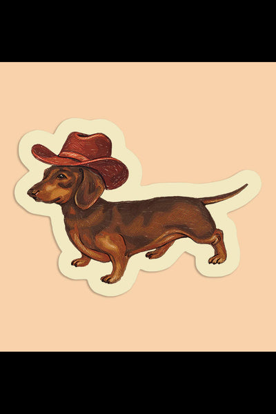 ARTBABY & CO. Autocollant Chien Saucisse Cowboy