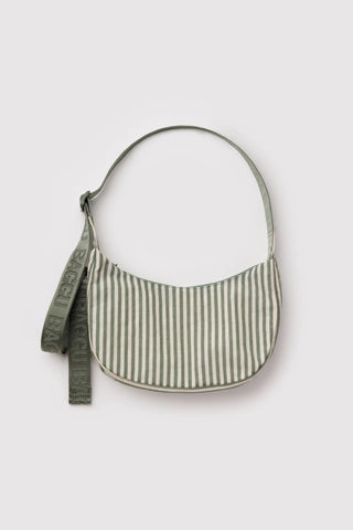 BAGGU Small Crescent Nylon Bag - Sage Stripe