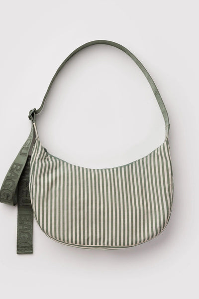 BAGGU Medium Crescent Nylon Bag - Sage Stripe