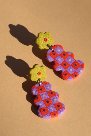 CROCODILE AGILE Boucles d'Oreilles Huguette - Vase et Fleurs