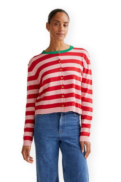 COMPANIA FANTASTICA Cardigan Ligné - Rose et Rouge