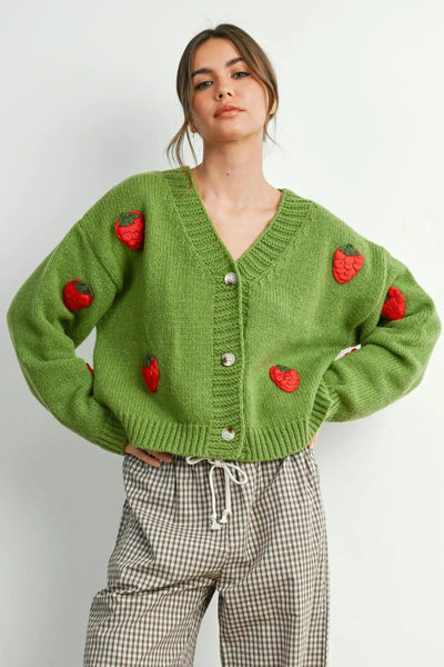 BUTTERMELON Cardigan Fraise - Vert