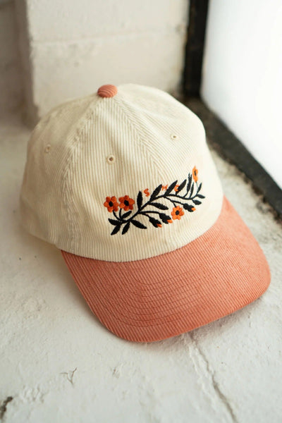 STAY HOME CLUB Casquette Velours Côtelé Bicolore Garland - Fraise