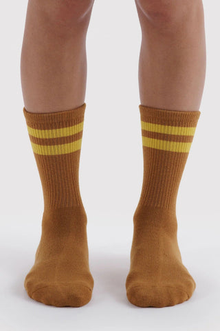 BAGGU Chaussettes Ribbed - Toffee Stripe