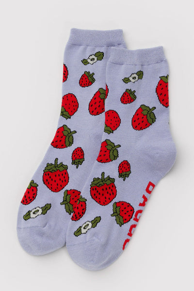 BAGGU Chaussettes Crew -  Fleurs et fraises