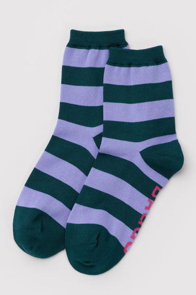 BAGGU Chaussettes Crew - Rayures Malachite
