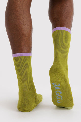 BAGGU Chaussettes Ribbed - Mix Olive