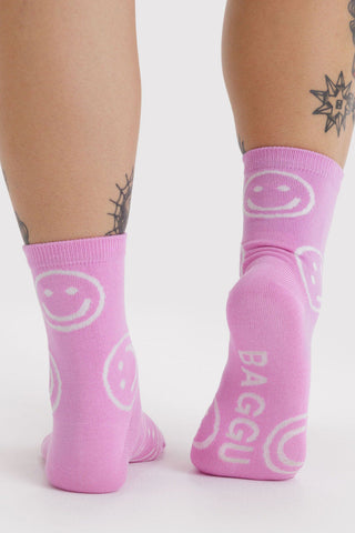 BAGGU Chaussettes Crew - Pink Happy