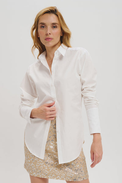 LELE DEBALTZAC Valentine Fringe Shirt - White
