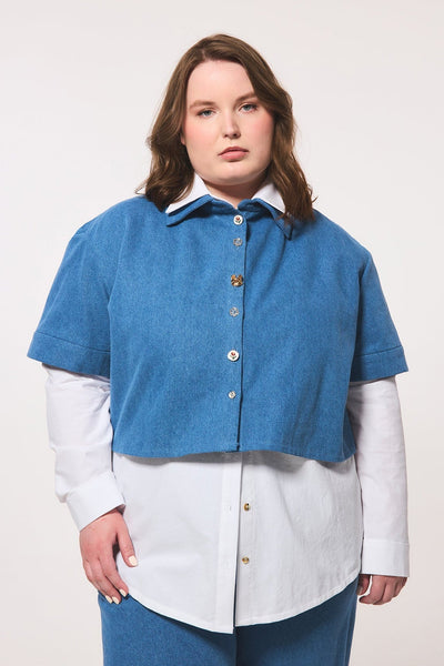 HILARY MACMILLAN Chemise Crop Denim