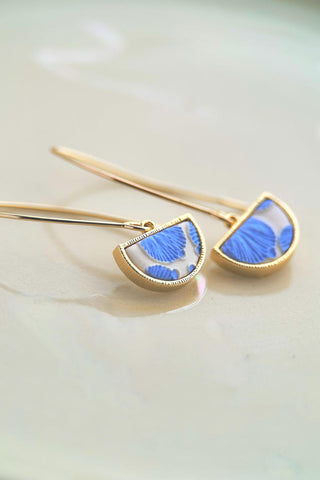 BOUCLE D'OR Boucles d'Oreilles Demi Cercle Petit - Fleur de Cerisier Bleu