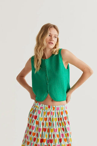 COMPANIA FANTASTICA Cardigan sans Manche - Vert