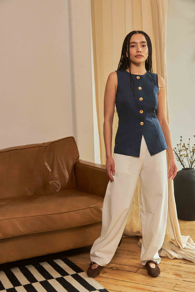 MODERN SUNDAY Pantalon Barrel - Blanc