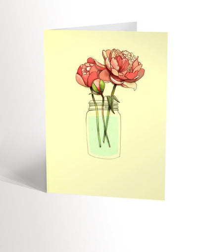 VALERIE BOIVIN Carte de Souhait - Pivoines dans l'eau