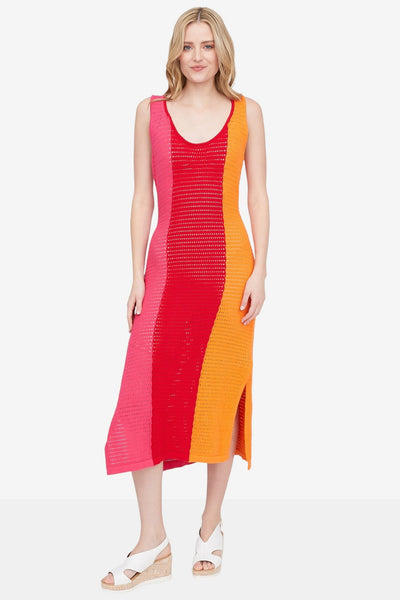 HILARY MACMILLAN Robe Crochet Tricolore