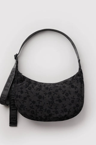 BAGGU Sac Moyen Crescent Nylon - Charcoal Daisy Floral