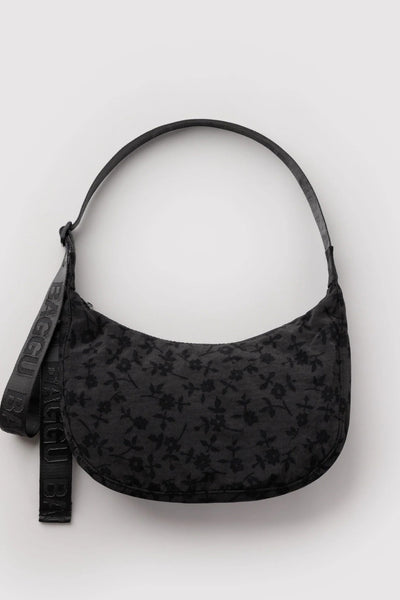 BAGGU Sac Moyen Crescent Nylon - Charcoal Daisy Floral