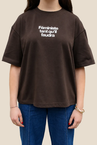 SAULE T-Shirt Féministe - Brun
