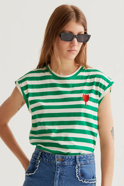 COMPANIA FANTASTICA T-shirt Ligné Tulipe - Vert