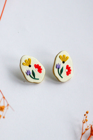 SLOW DAY STUDIOS Floral Oval Earrings