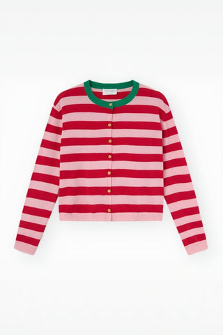 COMPANIA FANTASTICA Cardigan Ligné - Rose et Rouge