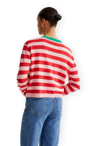 COMPANIA FANTASTICA Cardigan Ligné - Rose et Rouge