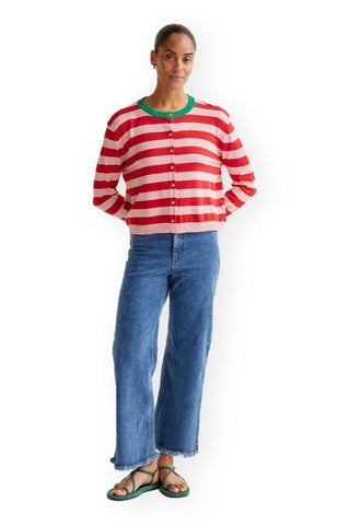 COMPANIA FANTASTICA Cardigan Ligné - Rose et Rouge