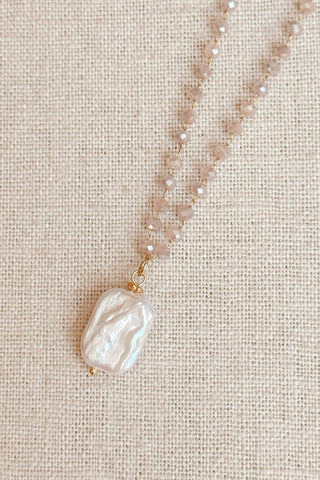 GRACIE ROSE Collier Perle Baroque et Cristal Rose