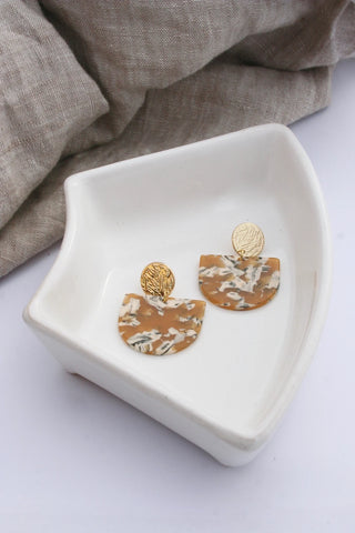 BOUCLE D'OR Marbled Half Circle Earrings - Orange