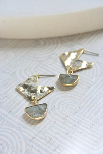 GOLD BUCKLE Labradorite Half Circle Earrings