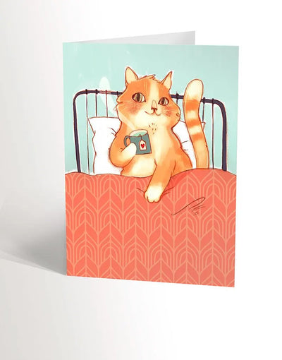 VALERIE BOIVIN Carte de Souhait - Chat douillet
