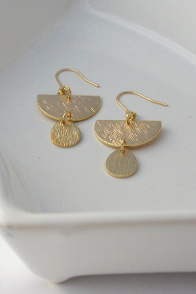 BOUCLE D'OR Brushed Half Circle and Round Earrings