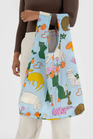 BAGGU Large Reusable Bag - Cats Table 