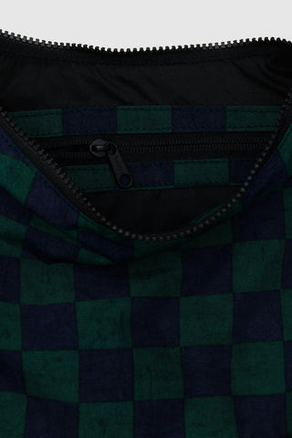 BAGGU Medium Crescent Nylon Bag - Navy Green Check