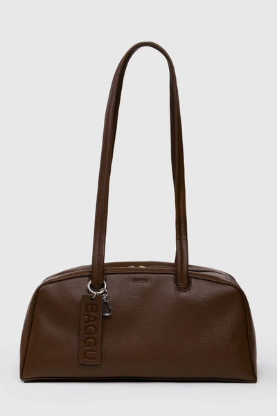 BAGGU Recycled Leather Bowler Bag - Brown 