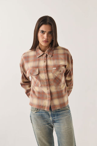 BRIXTON Chemise Bowery Courte - Soft Tan Plaid